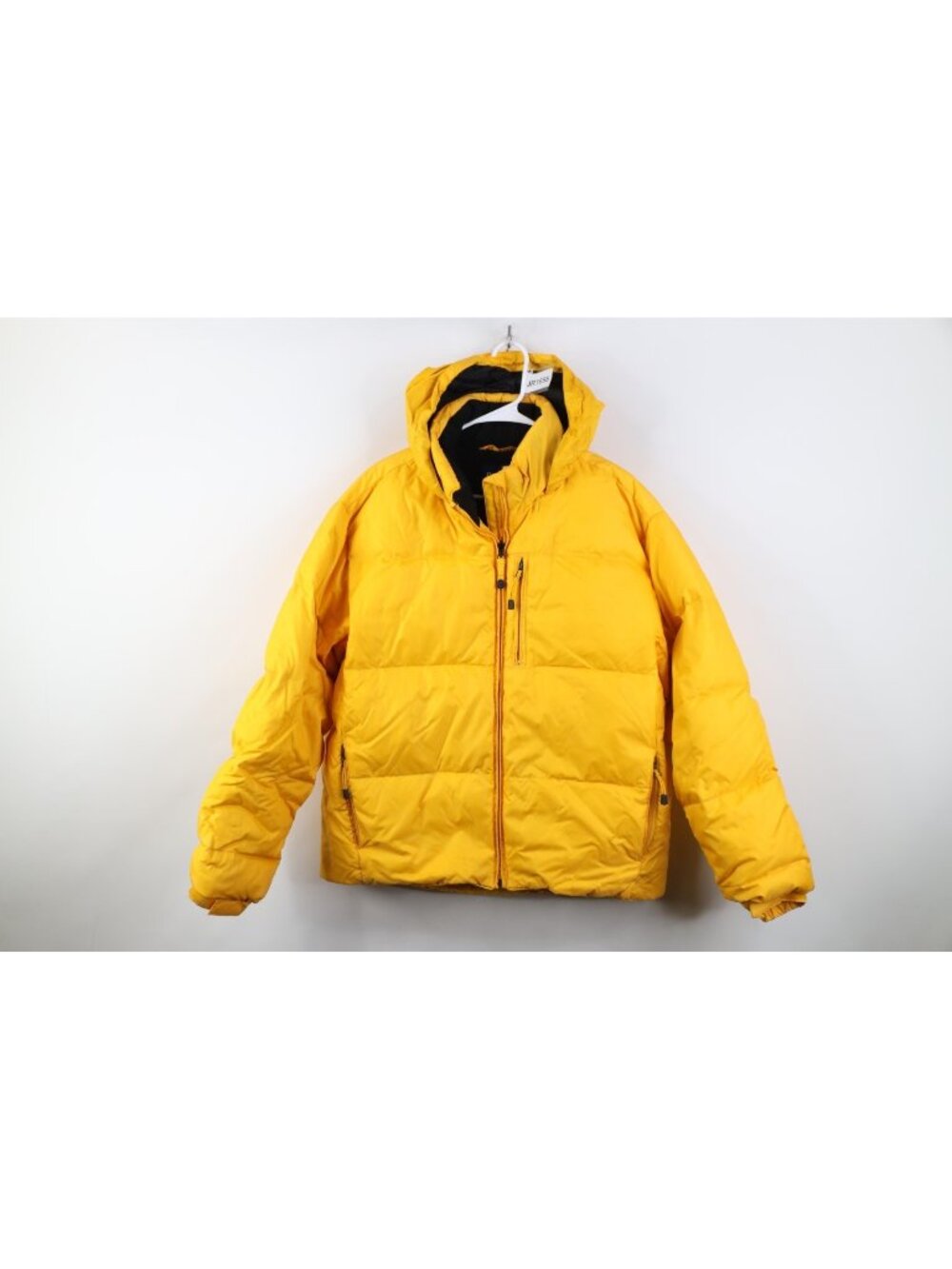 Vintage Y2K 2002 Gap Mens Medium Duck Down Insulated Puffer Jacket Yellow Hooded